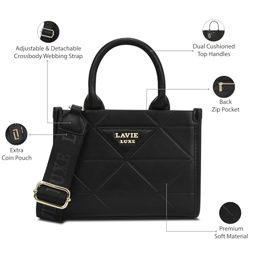 Image of Lavie Luxe Women's Lisa Box Satchel Handbag | Satchel Bag for Work | Ladies Purse | Stylish Shoulder Bag | Gift For Women