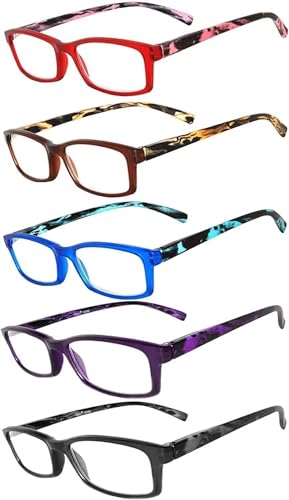 OWL 5 Pack Eyeglasses for Women, Spring Hinge with Beautiful Pattern Reading Glasses Women, Stylish Fashion Readers for Women