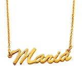 Zacria Maria Name Necklace Danish 18K Gold Plated Personalized Dainty Necklace - Jewelry Gift Women,