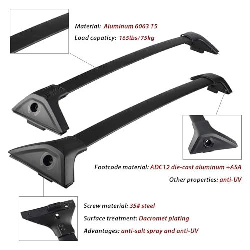 Richeer AM29635 Roof Rack Aluminum Cross Bars For 2019 2020 2021 2022 2023 2024 Rav4 Le Xle Xse Premium Limited Hybrid With Side Rails, Cargo Racks Rooftop Luggage Canoe Kayak Bicycle Roof Bag thumb #2