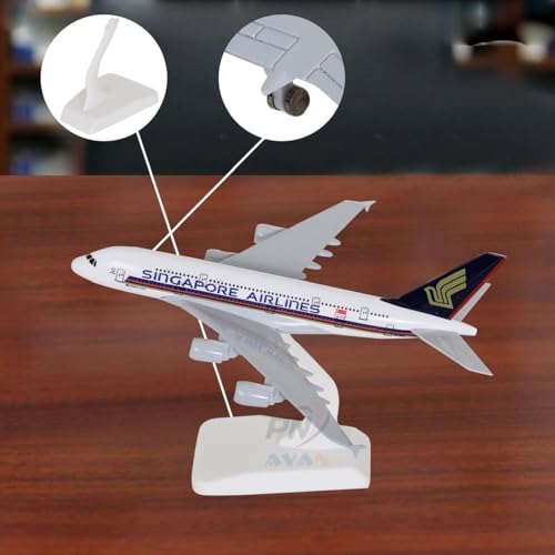 Image of Singapore Airlines Airbus A380 Diecast Airplane Model :Scale Modal 20cm Metal Aircraft with Stand for Adults & Kids (Singapore Airlines)