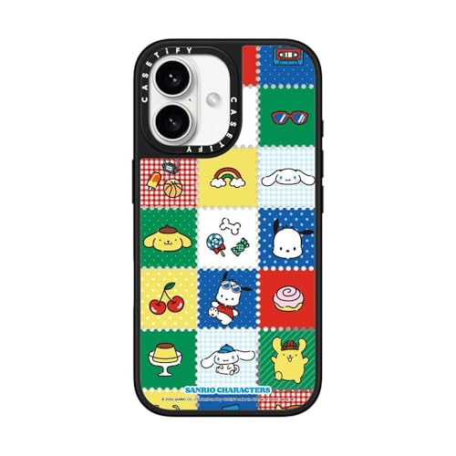 CASETiFY �~���[ iPhone 16 �P�[�X [Sanrio Puppy Pals Co-lab/����(�X�}�z�J�o�[) / MagSafe�Ή�/�w��h�~] - Sanrio Puppy Pals and Friends Grid Pattern C