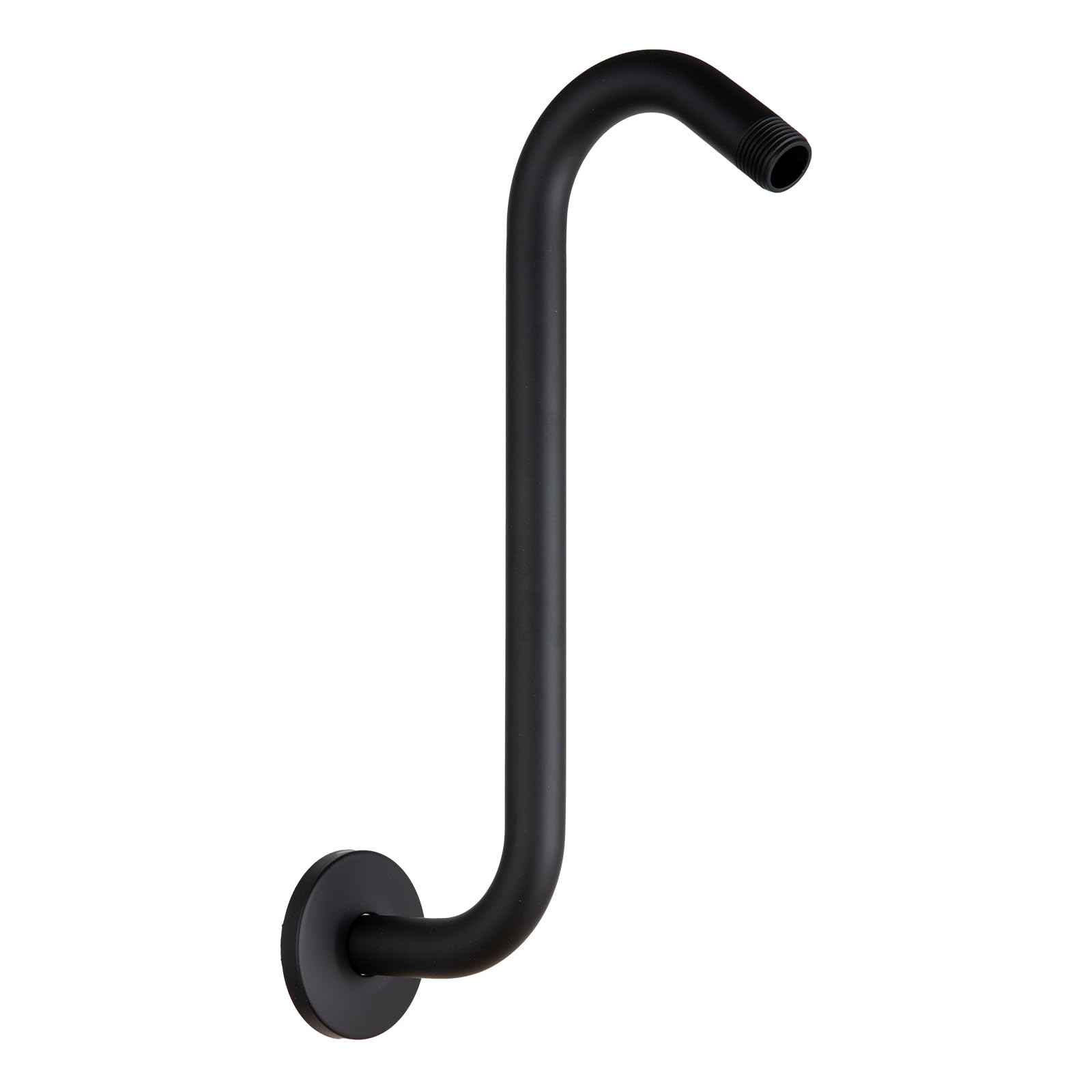 OFFO Shower Head Extension Arm 12 in, Matte Black S Shaped Shower Arm with Flange High Rise Goose Neck Shower Arm Extension