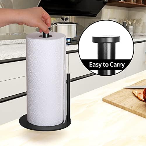 Black Kitchen Roll Holder Free Standing, OBODING, Black Stainless Steel Kitchen Paper Towel Holder Stand for Kitchen and Bathroom Organization, for Standard and Large Rolls (Matte Black)
