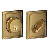 SCHLAGE Single Cylinder Deadbolt with Addison Trim, Antique Brass (B60 N ADD 609)