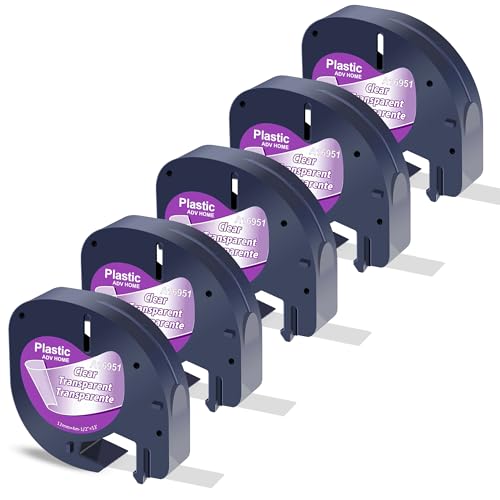 Klebeband, kompatibel mit Dymo LetraTag, 12 mm x 4 m, transparent, Ersatz-Pack für Dymo LetraTag XR, 200B, 100H, QX50