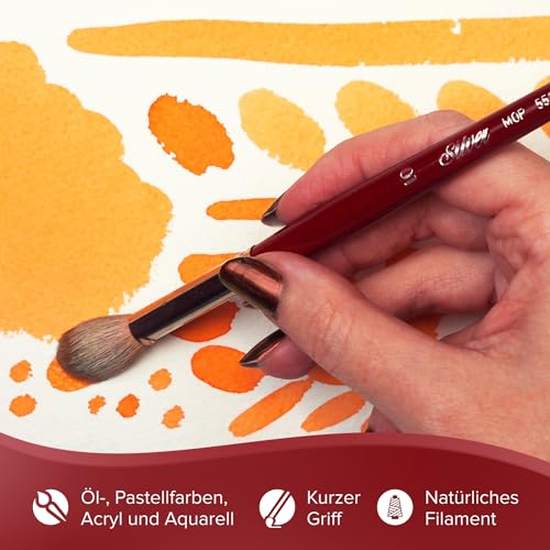 Silver Brush Limited 5519S Silver Mop Weißer Ovaler, Ölpinsel, Acrylfarbe und Pinsel Aquarell, Kurzer Griff, Größe 1 Zoll