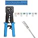 Pass Through Crimp Tool Kit,Knoweasy RJ45 Crimp Tool and Pass Through Crimper Tool Works for Ez/ RJ11/RJ12/RJ45 Include 50pcs Connectors and 50pcs Covers with Network Wire Stripper