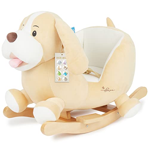 Sicurezza dei bambini: l'altalena interna è realizzata in morbido peluche. Le maniglie, il poggiapiedi e la base sono in legno massiccio. Grazie all'imbracatura di sicurezza, il bambina è al sicuro.
