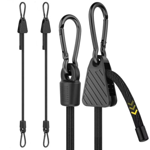Adjustable Bungee Cords with Hooks-2 Pack 40 Inch Carabiner Bungee Cord,Easy to Adjust from 7" to 40", Bungee Straps with UV-Resistance & Superior Elasticity for Cargo, Bike, Luggage, Carts, Truck