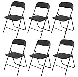 Hauteur assise : 46,5 cm Deconation Chaise Pliante en PVC Et Métal Noir - Lot De 6 Chaises Pliables  Solides