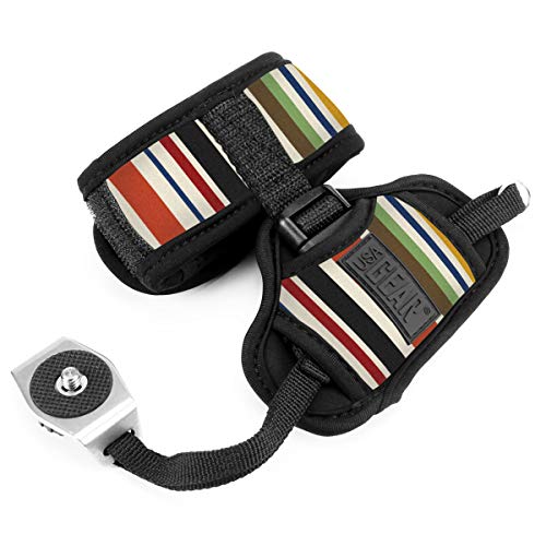 image for USA GEAR Professional Camera Grip Hand Strap with Stripe Neoprene Desi