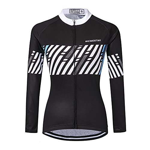 JPOJPO Cycling Jersey Women's Long Sleeve Bike Shirts Bicycle Jacket with 3-Pockets Quick Dry Tops