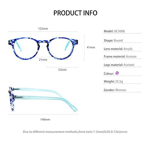 OCCI CHIARI Reading Glasses 1.25 for Women Lightweight Readers Fashion Womens Glasses for Reading Spring Hinge (Deep Blue, 125) - Image 4