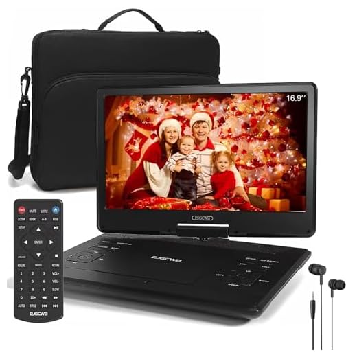 16.9" Portable DVD Player with Headphones,14.1" HD Swivel Screen with Extra Carrying Bag,Support AV-in/Out and Multiple Disc Formats,High Volume Speaker,Black,[Not Support Blu-Ray]