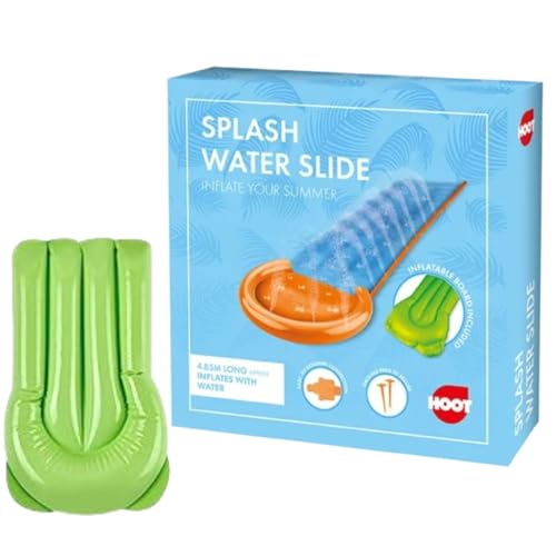 4.85m Inflatable Water Slide | Includes Body Board & 2x Ground Stakes | Outdoor Garden Slip Slide for Kids & Families | Easy Setup Summer Splash Fun Activity | Water Spray Feature (Pack of 1)