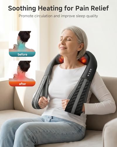 Image of Snailax Cordless Neck Massager with Heat, Shiatsu Neck Back Massager for Pain Relief Deep Tissue, 4D Kneading Shoulder Massager Pillow for Shoulder, Leg Rechargeable Massage Gifts for Mom, Dad