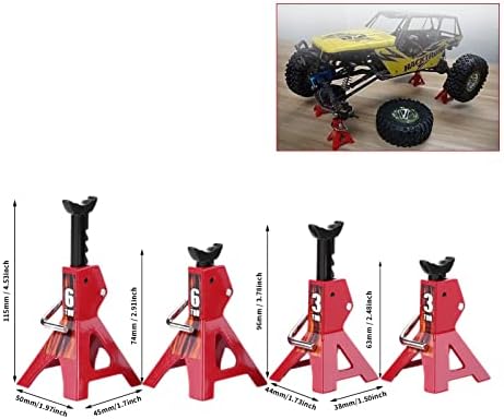 4pcs RC Car Scale Jack Stands,RC Jack Stands 1/10, RC Accessories 1/10 Scale, Mini Toy 3Ton 6 Ton Jacks Stands for D90 Axial Wraith Scx10 1/10 RC Crawler Car