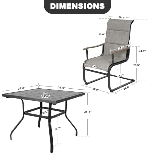 Image of NUU GARDEN 5-Piece Outdoor Dining Set, Grayish Brown C-Spring Chairs