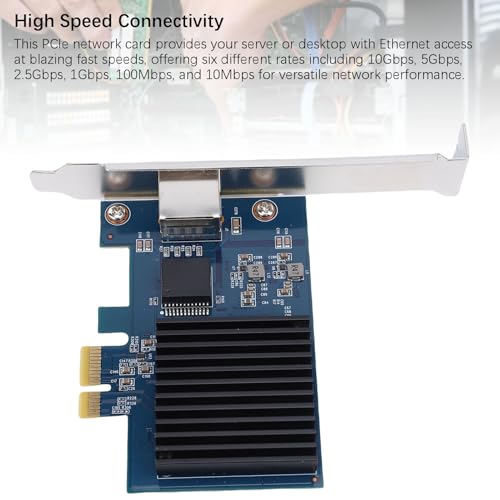 Tarjeta de red 10G RJ45 PCIe, adaptador Ethernet para Linux con 6 opciones de velocidad de red, estándares IEEE 802.3an, PCI Express Gen 4 x1, chipset RTL8127 miniatura 7