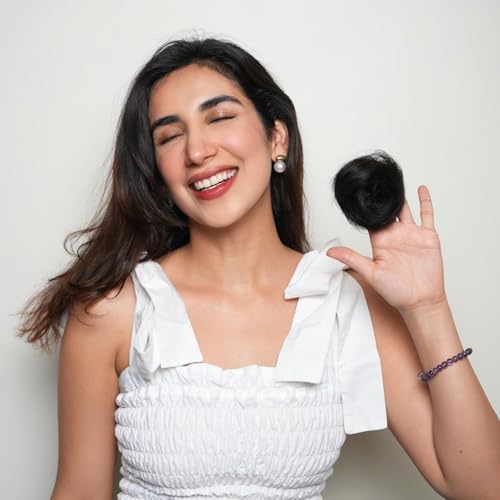 Image of Nish Hair Human Hair Mini Unisex Clip-On Bun (Natural Black) - 100% Human Hair, Natural Look, Easy to Wear