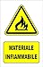 CARTELLO SEGNALETICO - MATERIALE INFIAMMABILE - Con Adesivo in Vinile e Pannello in Forex (ADESIVO, 20 X 31)