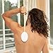 Lotion Applicator for Your Back, Legs, Feet - Sunscreen Applicator - Long Curved Easy Reach Wooden Handle Body Brush for Suntan, Sunless Self-Tanning, Skin Cream, Acne, Body Wash - Elderly Aid