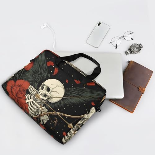 Maletín para portátil con diseño calavera y rosa, 13-15.6 pulgadas miniatura 7