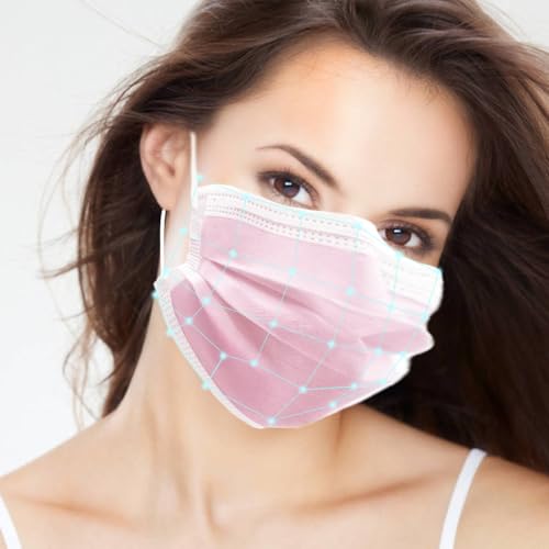 Image of 100Pcs 5 Color Disposable Face Mask,3 Ply Masks with Soft Ear loops