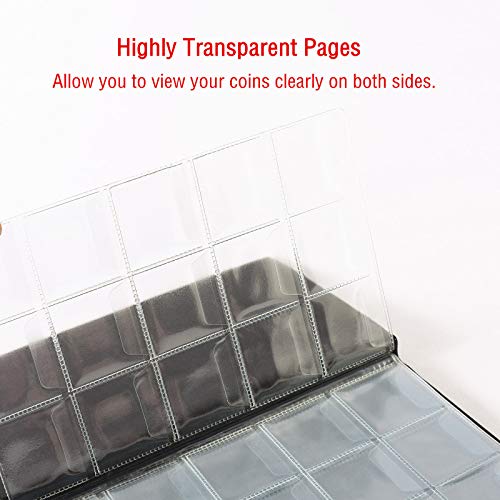 Ettonsun 150 Pockets Coin Collection Album 1.8 X 1.7 Inch Coin Collecting Holder Book Supplies Coin Storage Album For Collectors, Black #TOP3