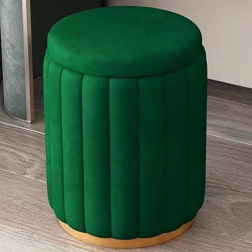 Tabouret de maquillage avec rangement et pouf rond en velours pour chambre