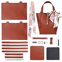 WADORN DIY PU Leather Bucket Bag Making Kits, Homemade Tote Bag Making Material Handicraft Handbag Sewing All Accessories DIY Personalized Bag Stitching Set, 6.5x8.66 Inch, Brown