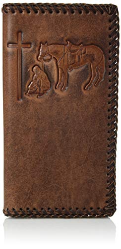 Nocona Belt Co. Unisex-Adult's Nocona Praying Cowboy Embosed Rodeo Wallet, tan