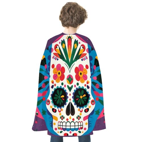 LFDSYEOQ Costume de cape, imprimé crâne mexicain, costumes d'Halloween, capes de fête pour adultes