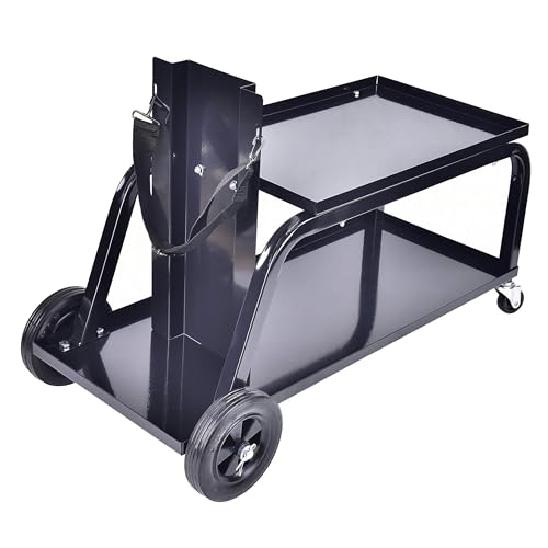 Image of Aain Universal MIG Welding Cart, Rolling Welding Cart with Wheels for TIG MIG Welder, 110Lbs Capacity, Black