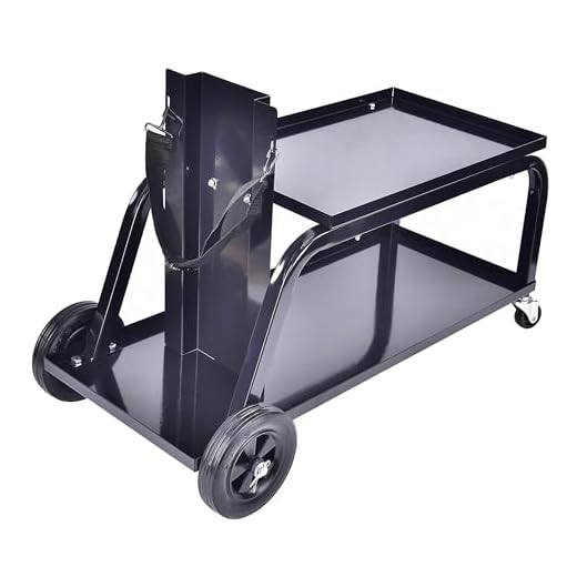 Universal MIG Welding Cart, Rolling Welding Cart with Wheels for TIG MIG Welder, 110Lbs Capacity, Black