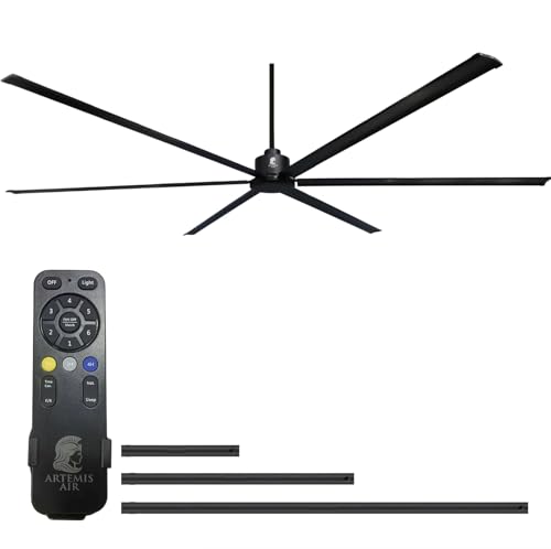 Image of 120-Inch HVLS Industrial Ceiling Fan +28,000 CFM Large Commercial Ceiling Fan with Remote, PMSM Motor, 6 Speeds, Reversible, for Warehouse, Gym, Barn, Shop, Garage | Orion 120 inch (Black)