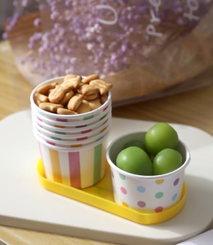 Image of Winoo Design Small Ice Cream Cups Disposable - 50 PK - Paper Ice Cream Cups 4 oz Mini Sundae Bowls Treat Cups Containers (2 Assorted Designs 4oz Cups)