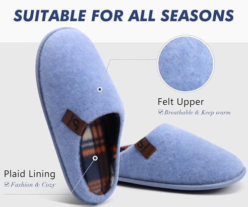 Image of COFACE Unisex Mens Womens Cozy Memory Foam Scuff Slippers Casual Slip On Warm House Shoes Indoor /Outdoor Felt Sandal Slippers Size 4-15