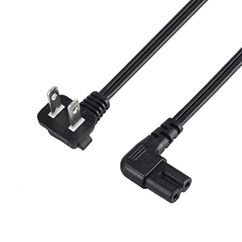 VSEER Universal 2 Prong Angled Power Cord (12 Feet) - NEMA 1-15P to