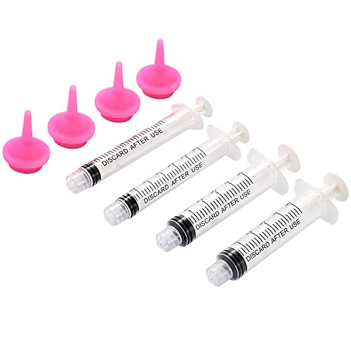 Gufastoe Pet Feeding Silicone Nipple with Curved Bottle and Syringes for Puppy Dog Cat or Other Pets (Pink) - Thumbnail 6