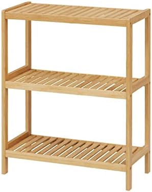 Elepude Bamboo Shelf,Stand Utility Storage Shelf Multifunctional Bathroom Kitchen Living Room Holder Plant Flower Stand (3-Tier)