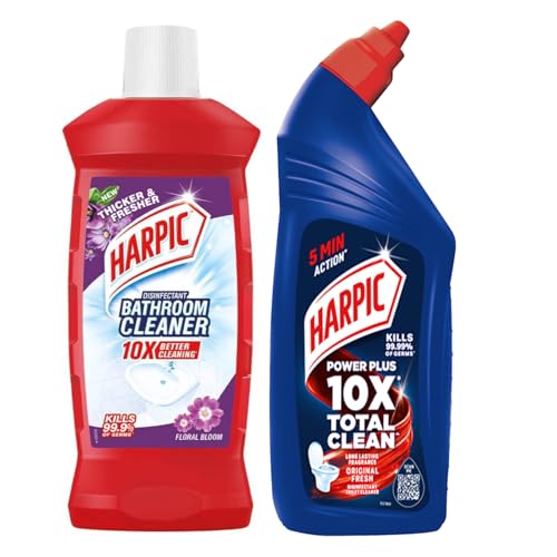Image of Harpic Disinfectant Bathroom Cleaner Liquid, Floral - 1L & Harpic Disinfectant Toilet Cleaner Liquid, Original - 1 L | India's # 1 Toilet Cleaner