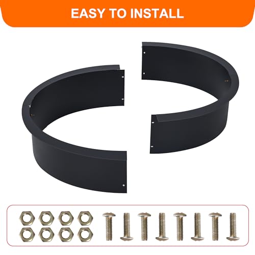 Fire Pit Ring 39" x 45" x 10" Firepit Cooking Ring 2.5MM Steel Heat-Resistant Large Fire Pit Insert Round, Above or In-Ground Fire Pit, for Camping Garden Backyard
