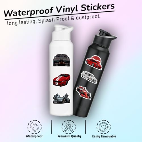 Image of Car Stickers Pack of 22 JDM - Waterproof Vinyl Decals for Laptop, Water Bottle & Skateboard | Muscle Car Racing Supercar Sticker Set | Scratch Proof Heavy Duty Decals for Boys, Teens & Car Lovers