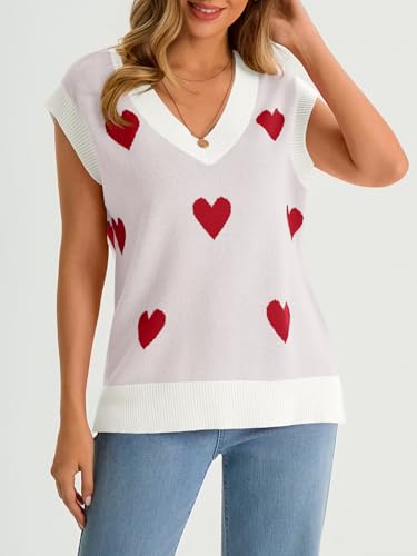 Image of Saodimallsu Womens V Neck Sweater Vest Oversized Ribbed Knit Sleeveless Casual Loose Fit Pullover Tank Top