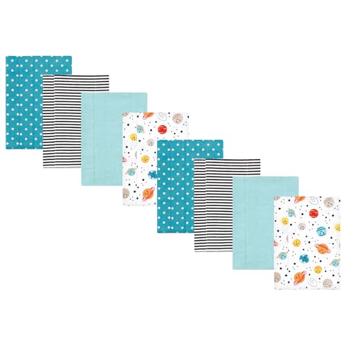 Image of Hudson Baby Cotton Poly Flannel Burp Cloths Multipack, Happy Planets 8-Pack, One Size