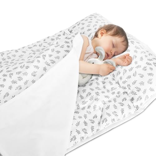 Toddler Nap Mat with Pillow and Blanket, Nap Mats for Daycare Preschool Kindergarten, Lightweight Portable Travel Sleeping Bag for Kids Cot Nap Mat, Super Soft & Cozy, Navy Cloud, 50