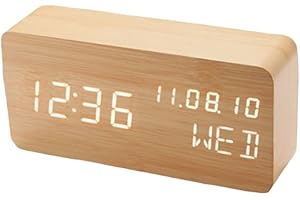 Wood Digital Alarm Clock for Home, Office, and School