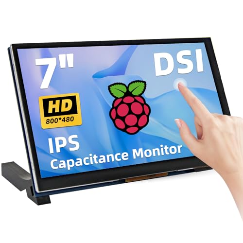 Image of 7 Inch Raspberry Pi Monitor Touchscreen, 800x480 DSI IPS Display, 5-Point Touch Capacitive Screen for Raspberry 5 /4B /3B+ /3B /B+ /A+, Driver-Free